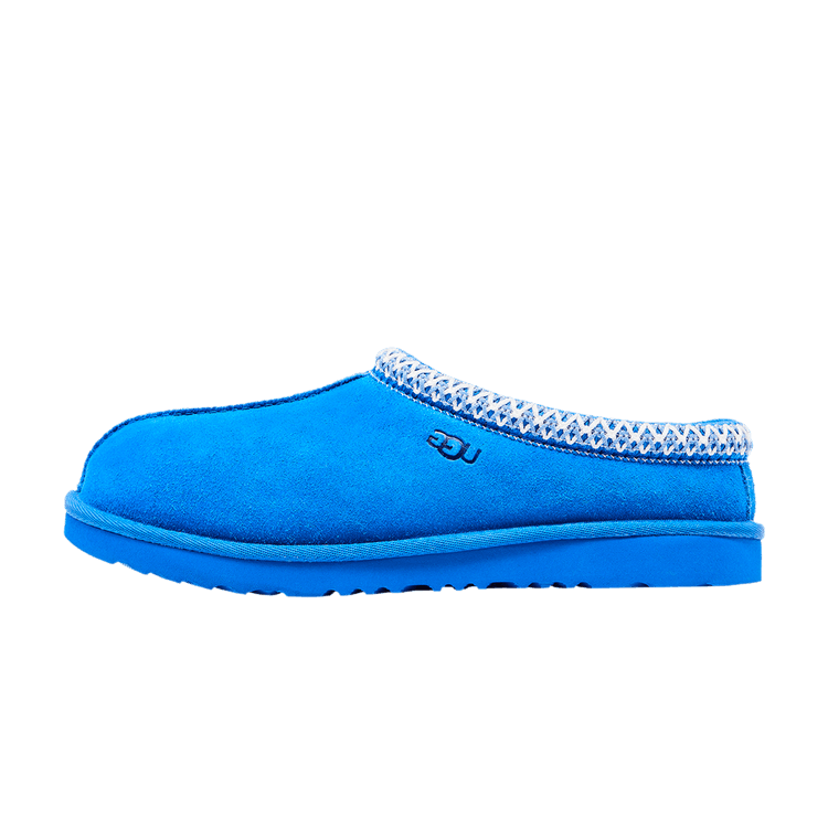 UGG Tasman II Slipper Dive Blue Kids, zijaanzicht van blauwe pantoffel met geribbeld boordwerk en gegroefd zoolprofiel