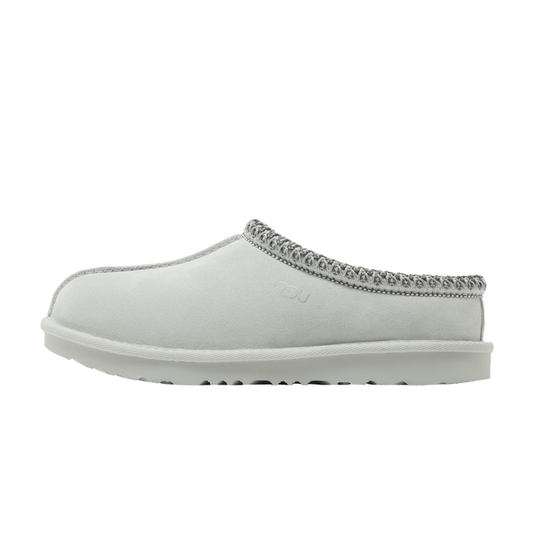 UGG Tasman II Slipper Goose Kids, zijaanzicht in crèmekleur met gebreide rand en rubberzool