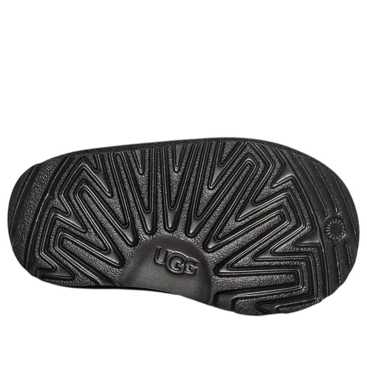 UGG Tasman 2 Slipper Toddlers 'Black', zoolprofiel met UGG-logo en diepe looppatronen