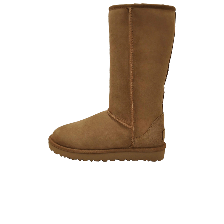 UGG Classic Tall II Tasman Braid Boot Chestnut, zijaanzicht van hoge suède laars in kastanjebruin met mittenstiksel