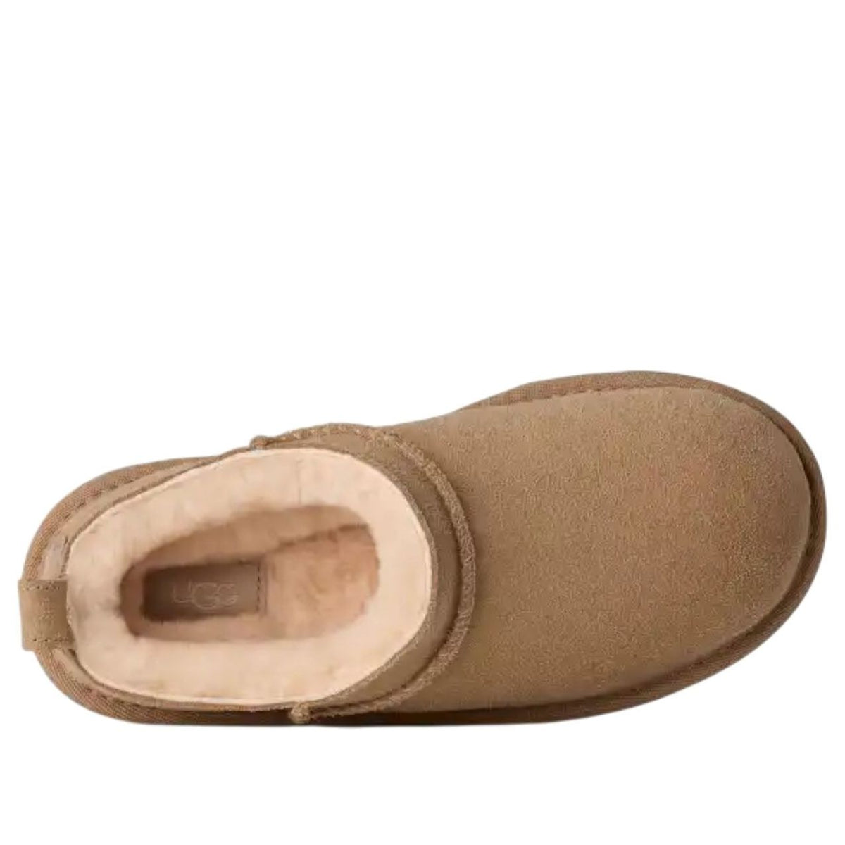 UGG Classic Micro Slipper Sand Kids, bovenaanzicht geeft inzicht in fleece voering en vorm