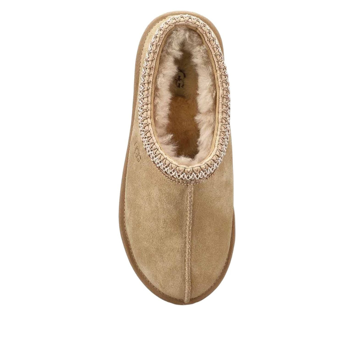 UGG Tasman II Slipper Driftwood, bovenaanzicht opening met wolvoering zichtbaar