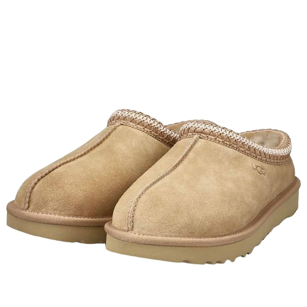 UGG Tasman II Slipper Driftwood, paar samen vooraanzicht met dikke zool en wolvoering