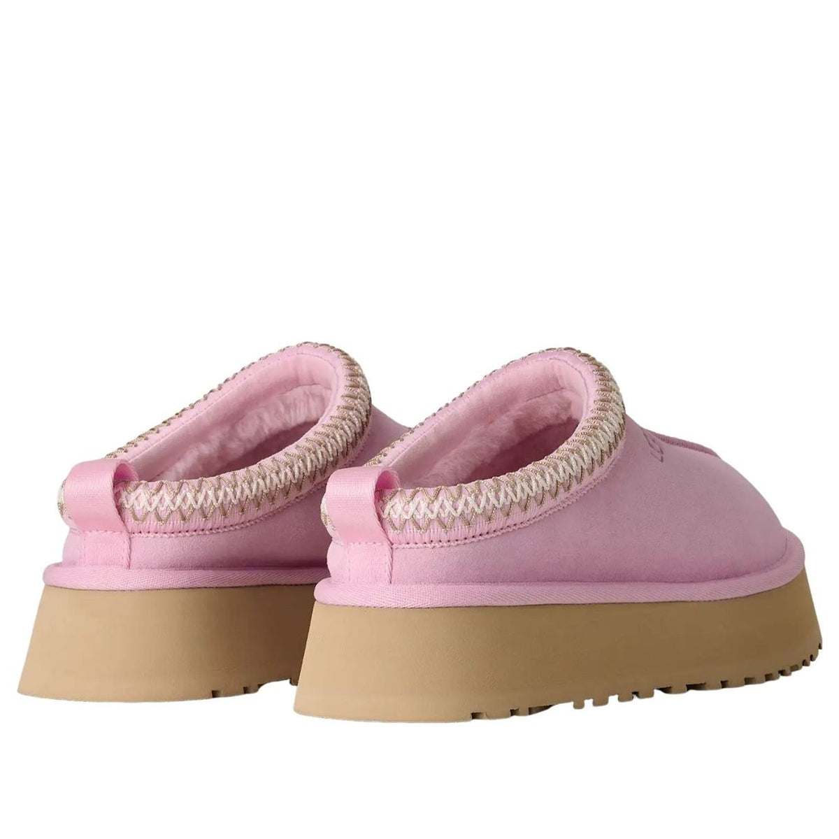UGG Tazz II Slipper Pink Diamond, paar samen van achteren met roze fleecevoering zichtbaar