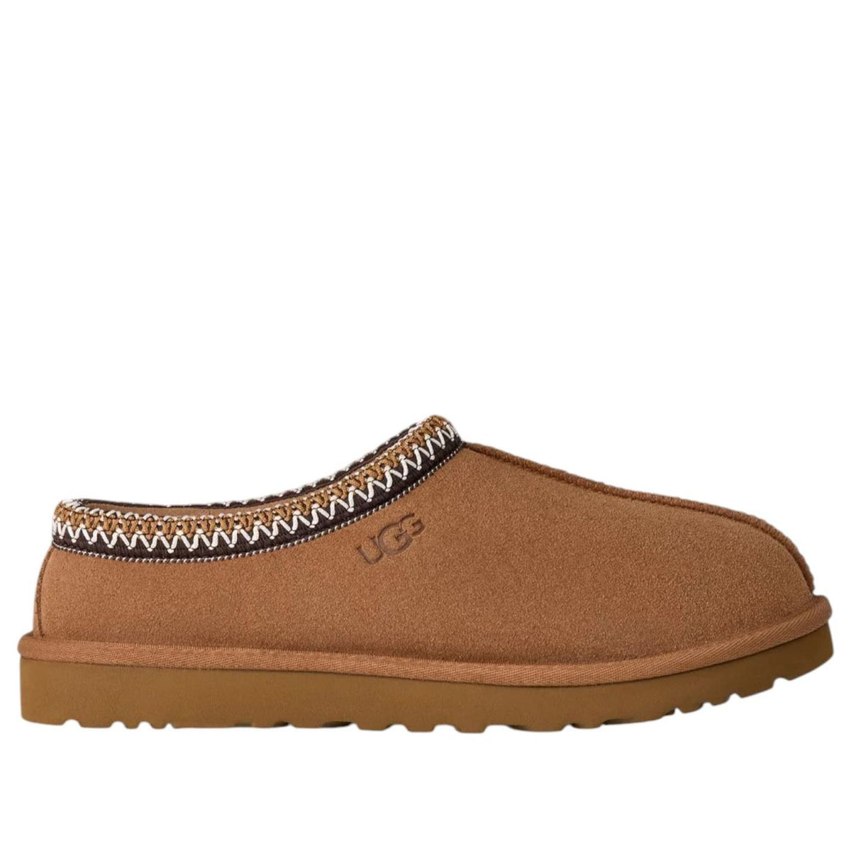 UGG Tasman II Slipper Chestnut, vooraanzicht met luvastiksels en dikke rubberzool