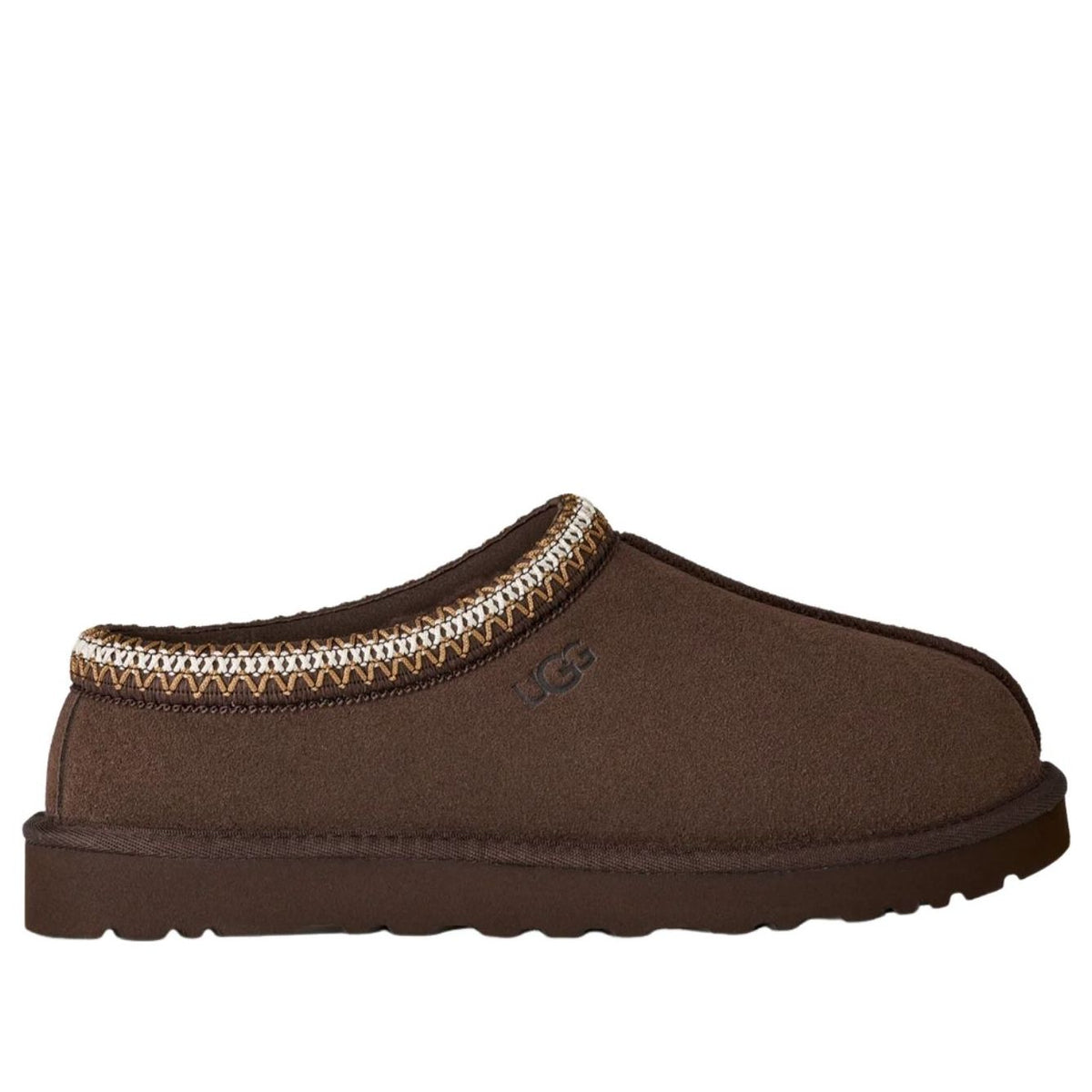 UGG Tasman II Slipper Dusted Cocoa, vooraanzicht met contourstiksel en loopzool