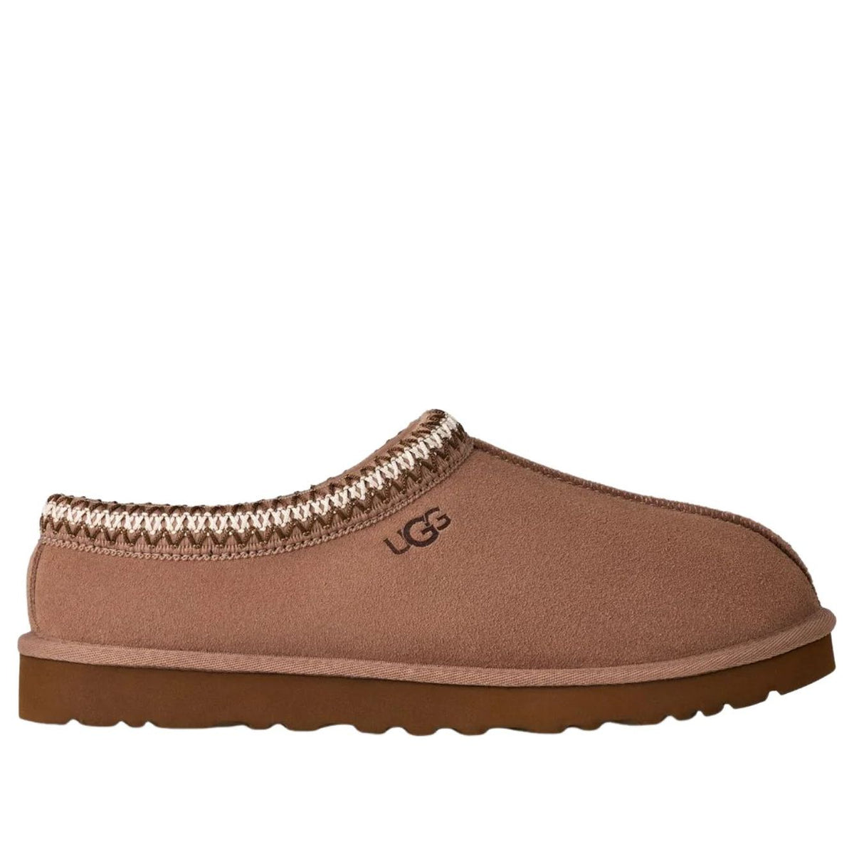 UGG Tasman II Slipper Rocky Oak driekwart aanzicht met bruine zool
