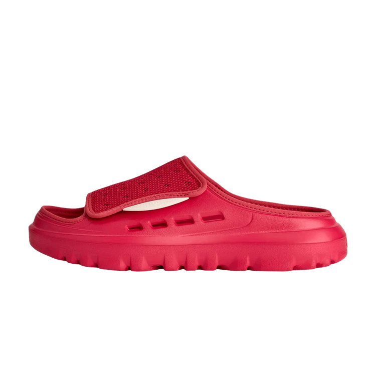UGG PeakMod Slide Cherry Parfait Jasmine, zijaanzicht van een roze gesloten slipper met dikke luchtgezoolde zool