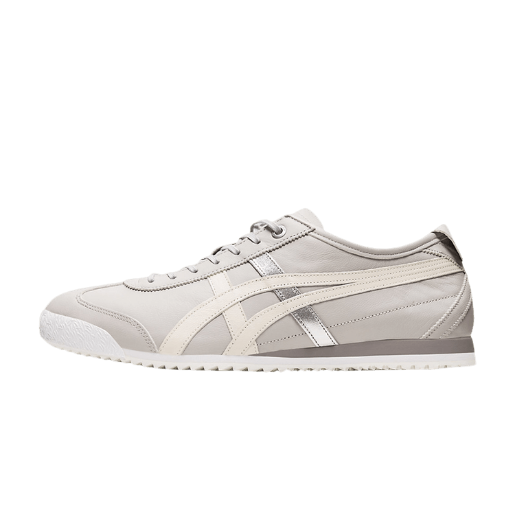 Onitsuka Tiger Mexico 66 SD Oyster Grey Cream Silver, zijaanzicht met grijze en crème colorway