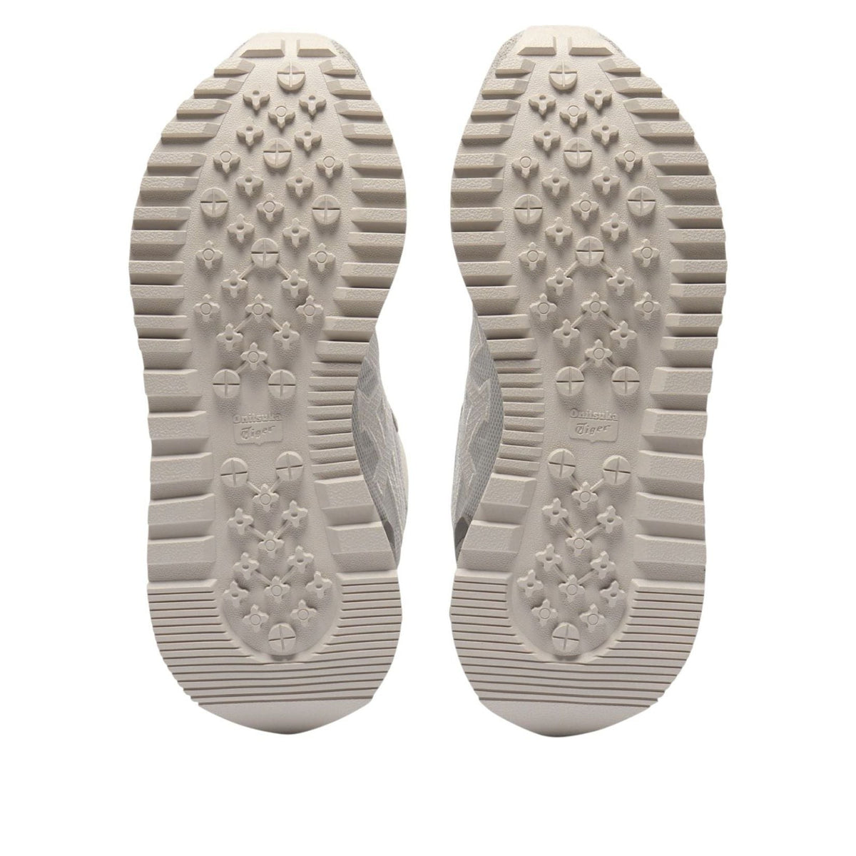 Onitsuka Tiger Moage CO Glacier Grey Off-White, zoolprofiel met ruitpatroon en loopgroeven