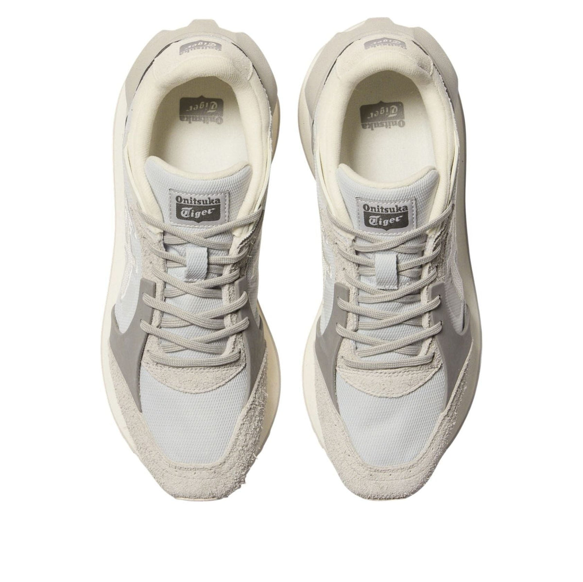 Onitsuka Tiger Moage CO Glacier Grey Off-White, bovenaanzicht opening met vetering en voering
