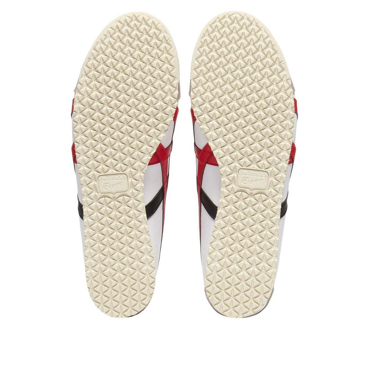 Onitsuka Tiger Mexico 66 White Classic Red, zoolprofiel met ruitpatroon en merkstempel