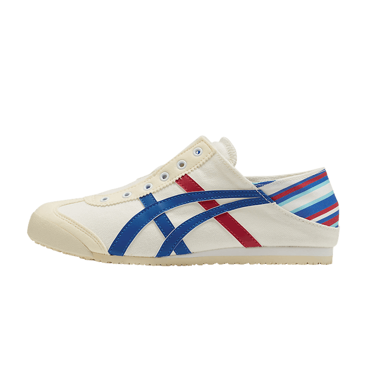 Onitsuka Tiger Mexico 66 Paraty White Classic Blue, zijaanzicht met blauwe en rode strepen