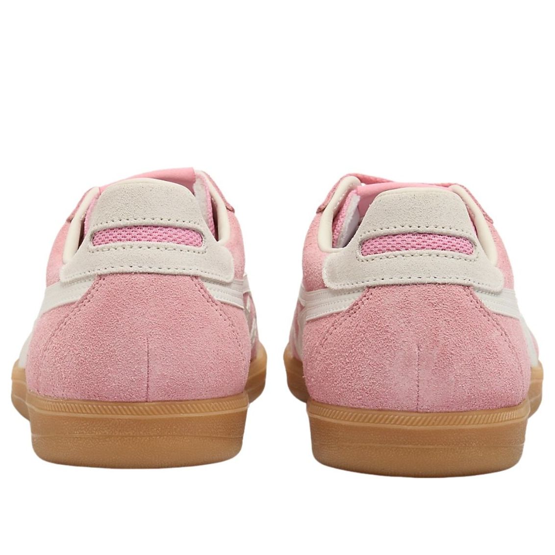 Onitsuka Tiger Tokuten Blossom Pink Off-White achteraanzicht, roze suède met beige accenten
