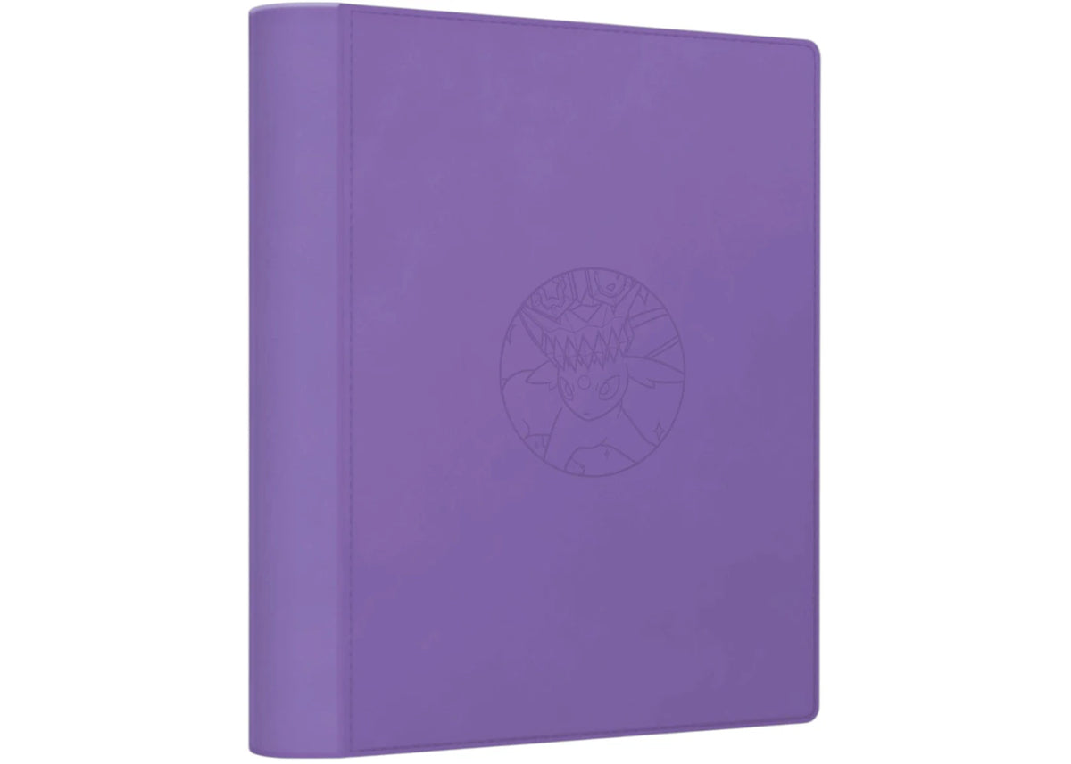 2026 Pokémon Terastal Gathering Espeon Binder Set paarse ringband met ingeperst Pokémon logo op voorkant