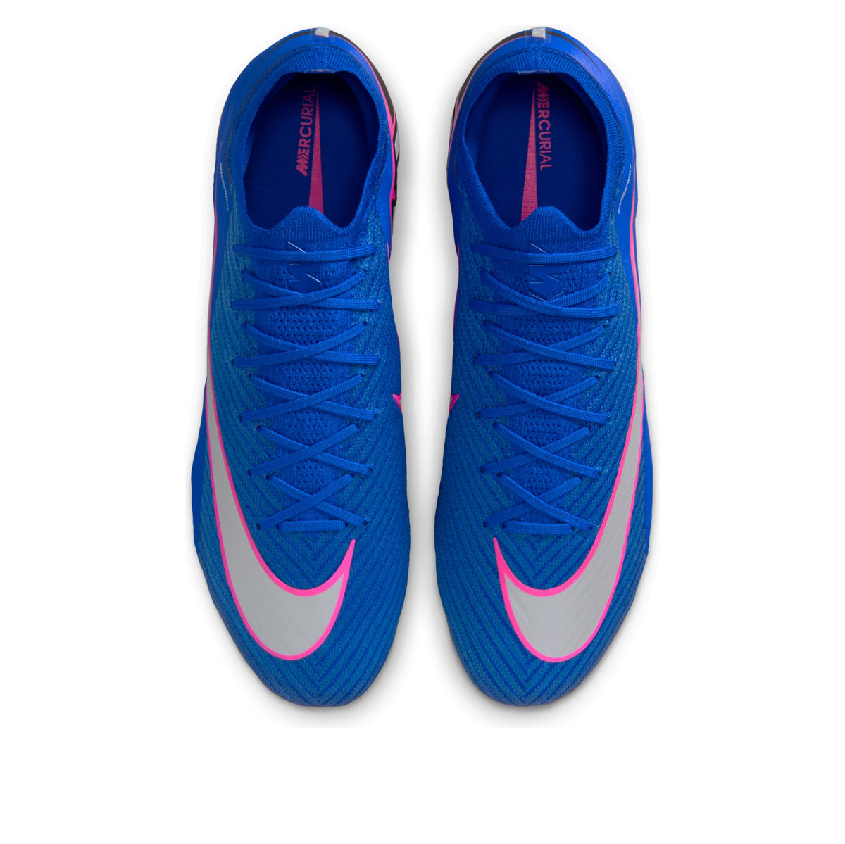 Nike Zoom Mercurial Vapor 16 Elite FG Attack Pack, bovenaanzicht paar schoenen met witte en felroze accenten