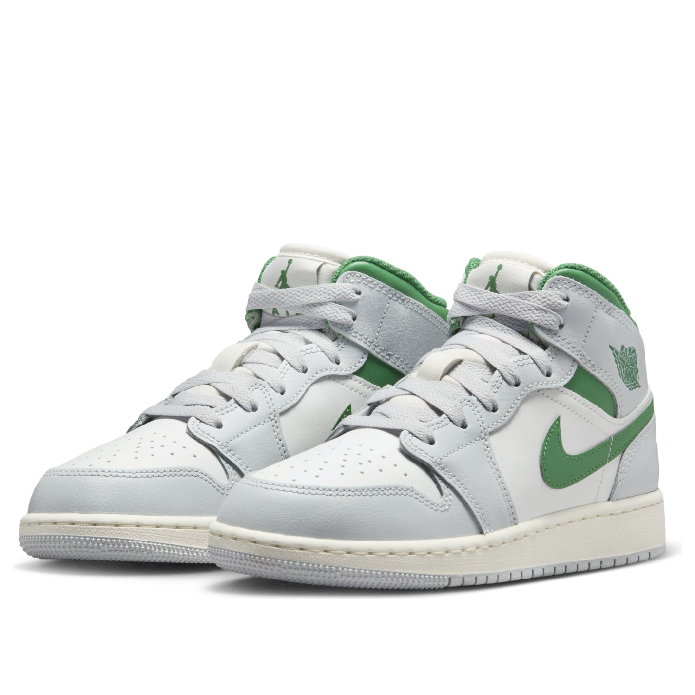 Jordan 1 Mid White Pure Platinum Pine Green (GS)