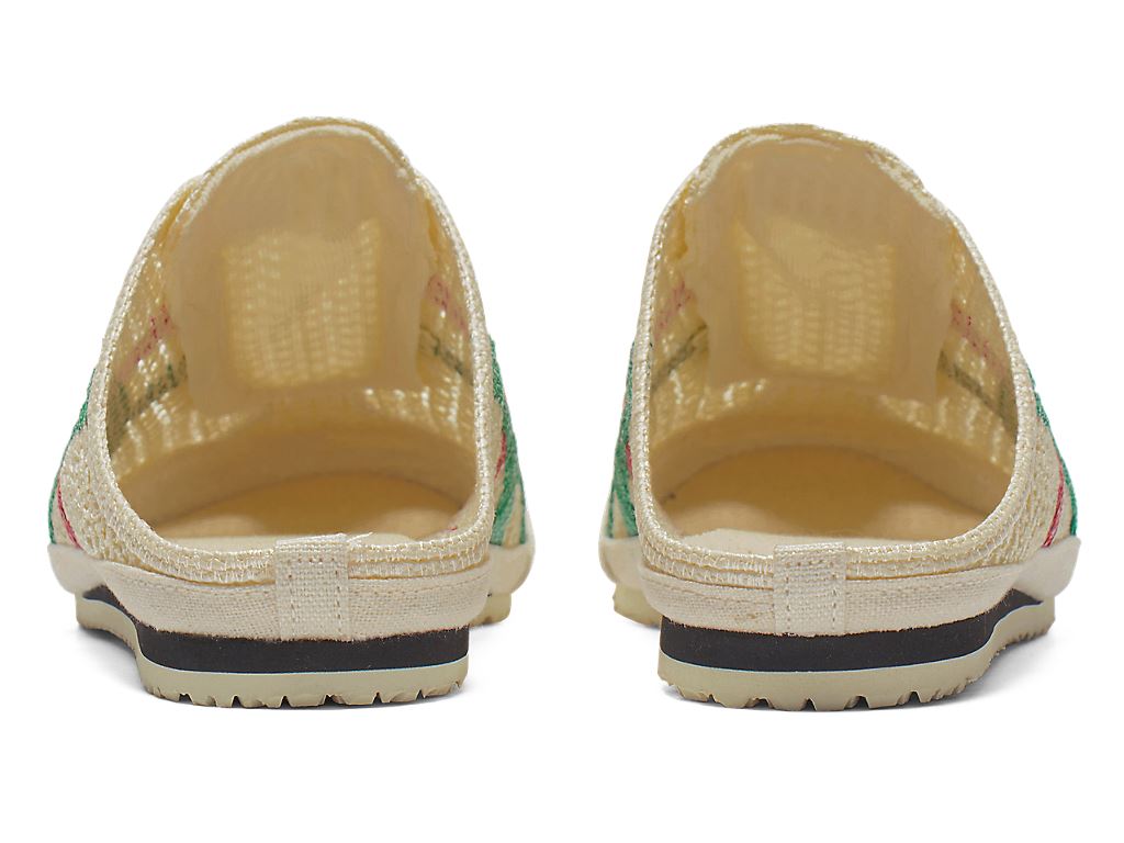 Onitsuka Tiger Mexico 66 Sabot Cream Kale binnenwerk, mesh voering en rode merklabel zichtbaar