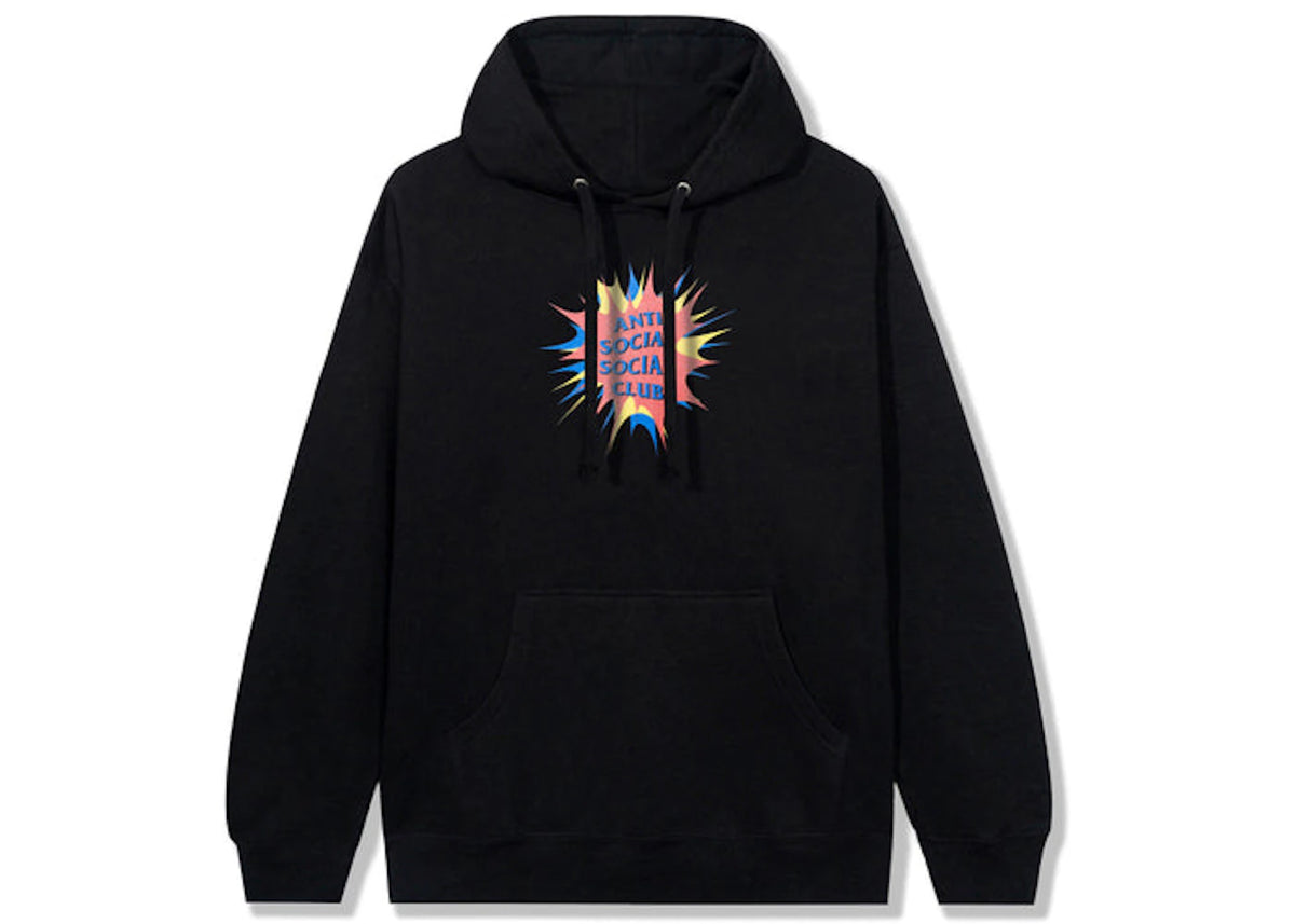 Anti Social Social Club Stunned Hoodie Black, vooraanzicht met kangurupocket en logo op de borst