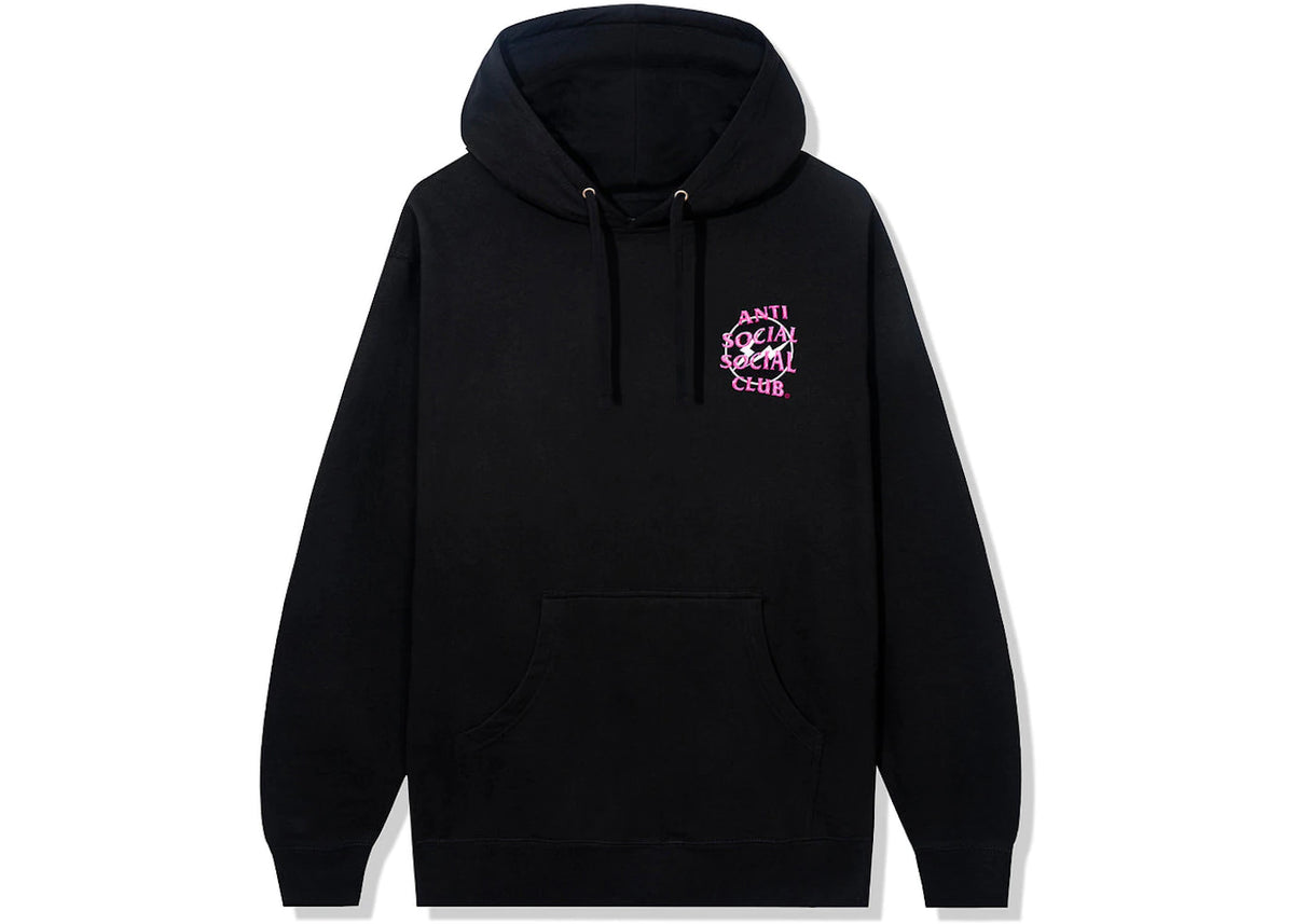 Anti Social Social Club x Fragment Precious Petals Hoodie (FW22) Black Pink, vooraanzicht met logo op borst