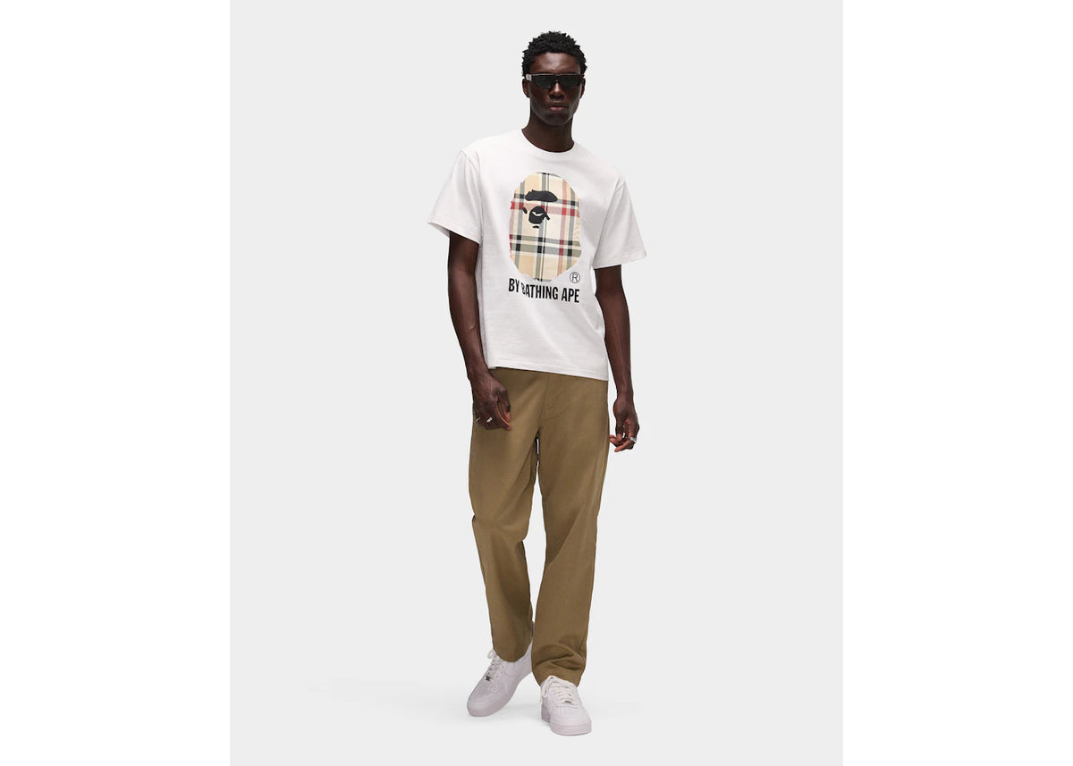 BAPE A Bathing Ape Check by Bathing Tee White/Beige