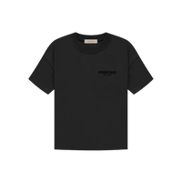 Black Fear of God Essentials Stretch Limo T-shirt with a minimalist design featuring a small front logo, crafted for comfortable everyday wear and exclusive sneaker enthusiasts in Europe.