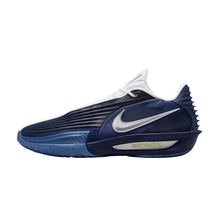 Nike Air Zoom GT Cut 3 Turbo Dallas Mavericks, zijaanzicht met donkerblauw en wit kleurvlak, geribde textuur en witte zool