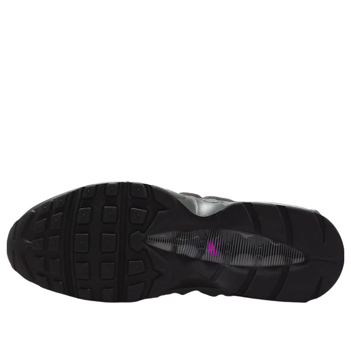 Nike Air Max 95 OG Big Bubble Black Vivid Purple, paarse Air Max-technologie zoolprofiel