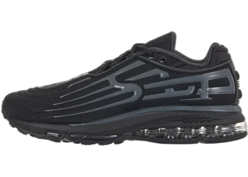 Nike Air Max 2001 Air Ecstasy Supreme Black zijaanzicht, zwart mesh met grijze accenten en Air-zool