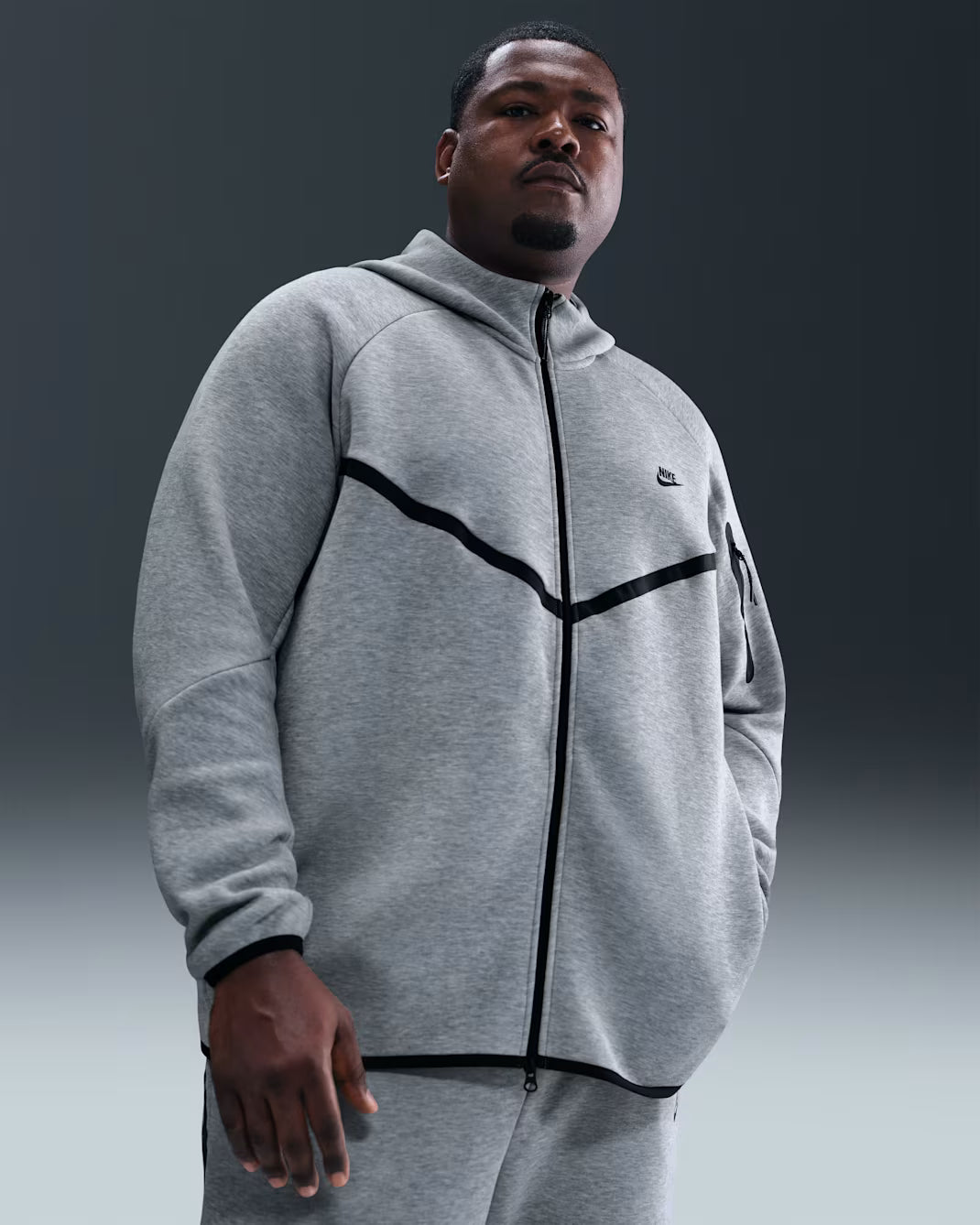 Nike Sportswear Tech Fleece Windrunner Full Zip Hoodie (FW24) Dark Grey Heather/Black