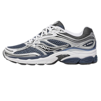 Saucony ProGrid Omni 9 Deep Navy sneakers in white and navy with breathable mesh panels layered overlays cushioned midsoles and durable rubber outsoles