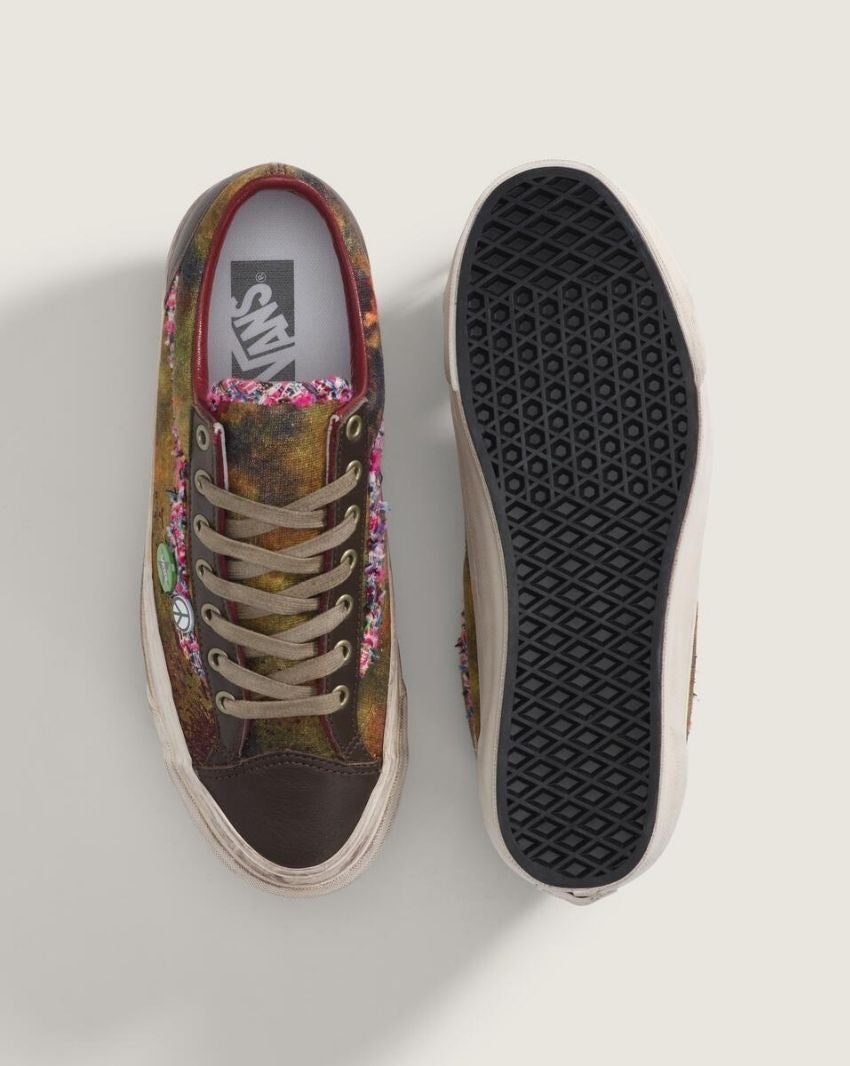 Vans Old Skool 36 LX Souvenir Warm Brown voor- en zoolprofiel, ruitpatroon zool met Vans wafelstructuur