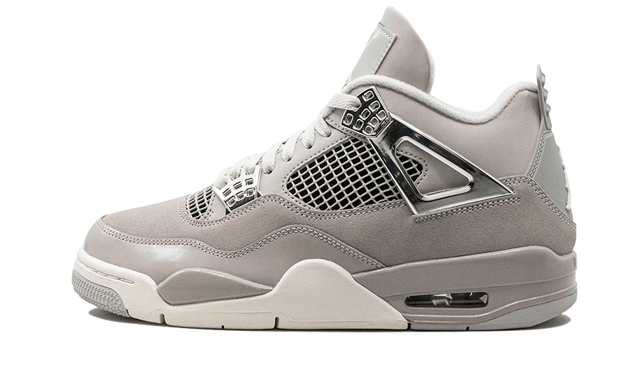 Nike Air Jordan 4 Frozen Moments sneaker in muted gray tones with mesh detailing and a classic silhouette, showcasing exclusive design for sneaker enthusiasts across Europe.
