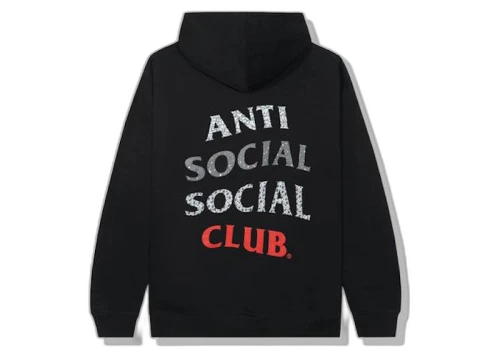 Anti Social Social Club 99 Retro IV Hoodie Black, achteraanzicht met groot wit en rood logo op zwart katoen