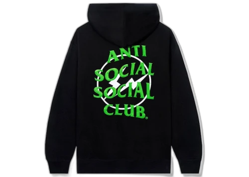 Anti Social Social Club x Fragment Precious Petals Hoodie (FW22) Black Green, achteraanzicht met logo-print