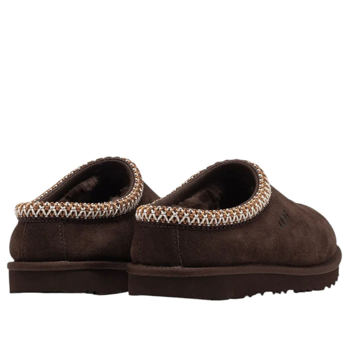 UGG Tasman II Slipper Dusted Cocoa Kids, achterkant paar met grijze kraag detail