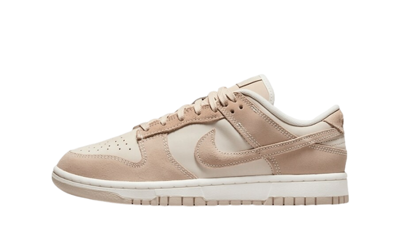 Nike Dunk Low Sand drift sneaker in soft beige and cream tones with suede and leather materials, representing exclusive European sneaker culture, the real deal.