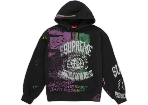 Supreme Overprint Hooded Sweatshirt Black