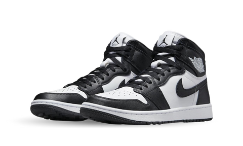 Pair of Nike Air Jordan 1 High 85 Black White sneakers featuring classic black and white leather design, perfect exclusive trainers for sneaker enthusiasts across Europe. The real deal.