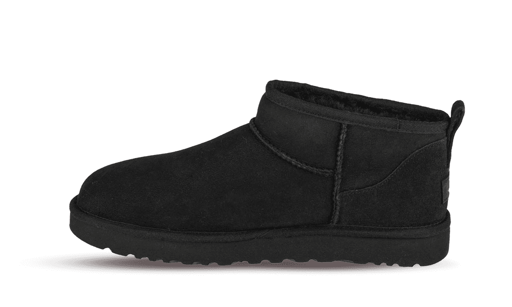 UGG Classic Ultra Mini Boot Black in a sleek low-cut design with plush interior lining and durable sole, perfect for exclusive sneaker ask lovers across Europe. The real deal.