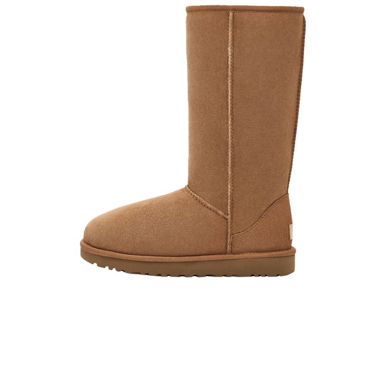 UGG Classic Tall II Boot Chestnut, zijaanzicht van bruine suède laarzen met karakteristieke centerstikkel en geribbelde zool
