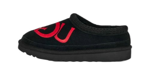 UGG Tasman Logo Slipper Black / Samba Red
