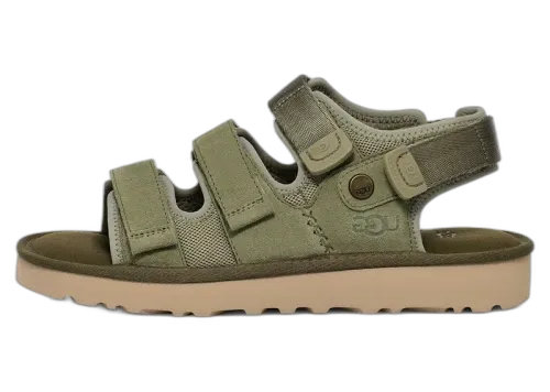 UGG Goldencoast Multistrap Sandal Shaded Clover, zijaanzicht met velcrostrips en beige zool