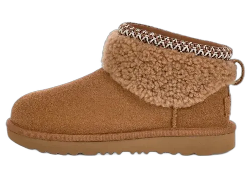 UGG Classic Ultra Mini Maxi Curly Boot Chestnut (Kids)