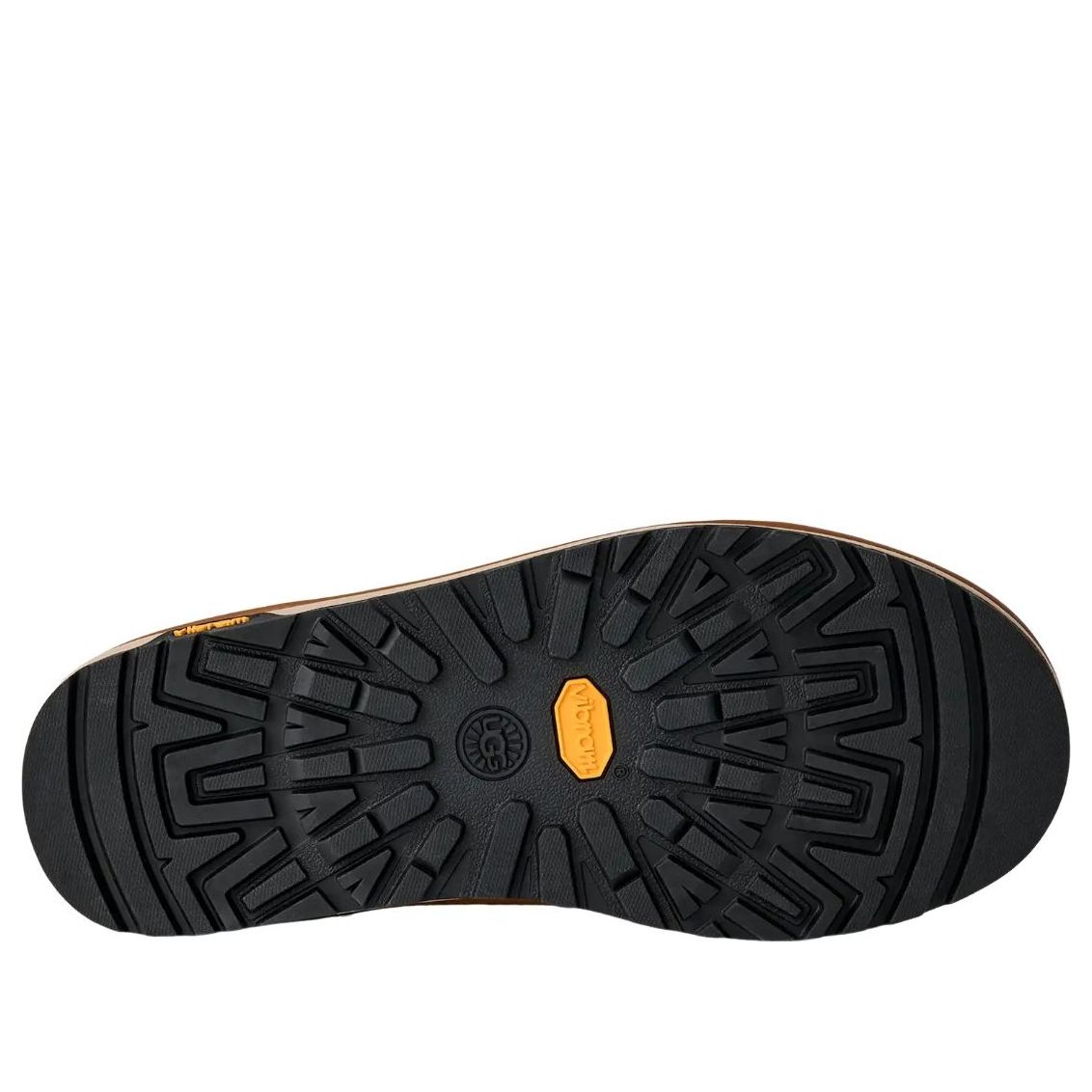 UGG Classic Mini GTX Boot Chestnut, zoolprofiel met zwart patroon en geel Vibram-merkteken