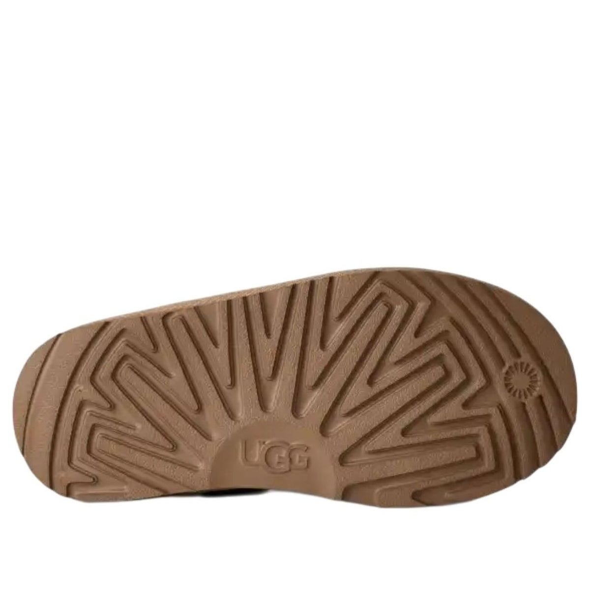 UGG Classic Micro Slipper Sand Kids, zoolprofiel toont kenmerkende lugsole met logo