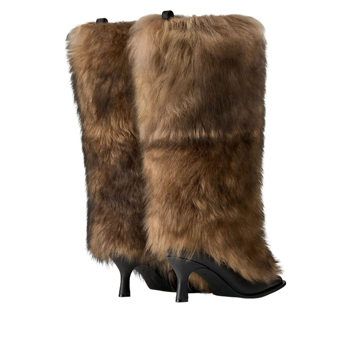 UGG Heel AMBUSH Brown, paar samen gezien van achteren met zichtbare zwarte hakken