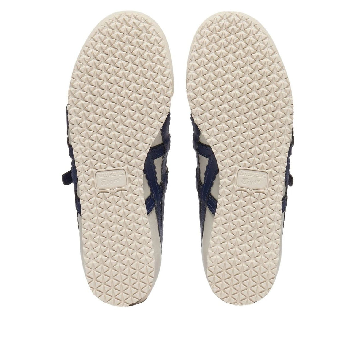 Onitsuka Tiger Mexico 66 TGRS Birch Peacoat zoolprofiel met driehoekig patroon