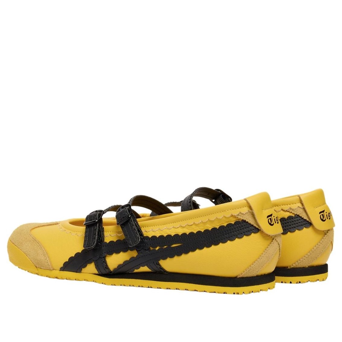 Onitsuka Tiger Mexico 66 TGRS Kill Bill, achteraanzicht met zichtbare zwart logo op gele hiel