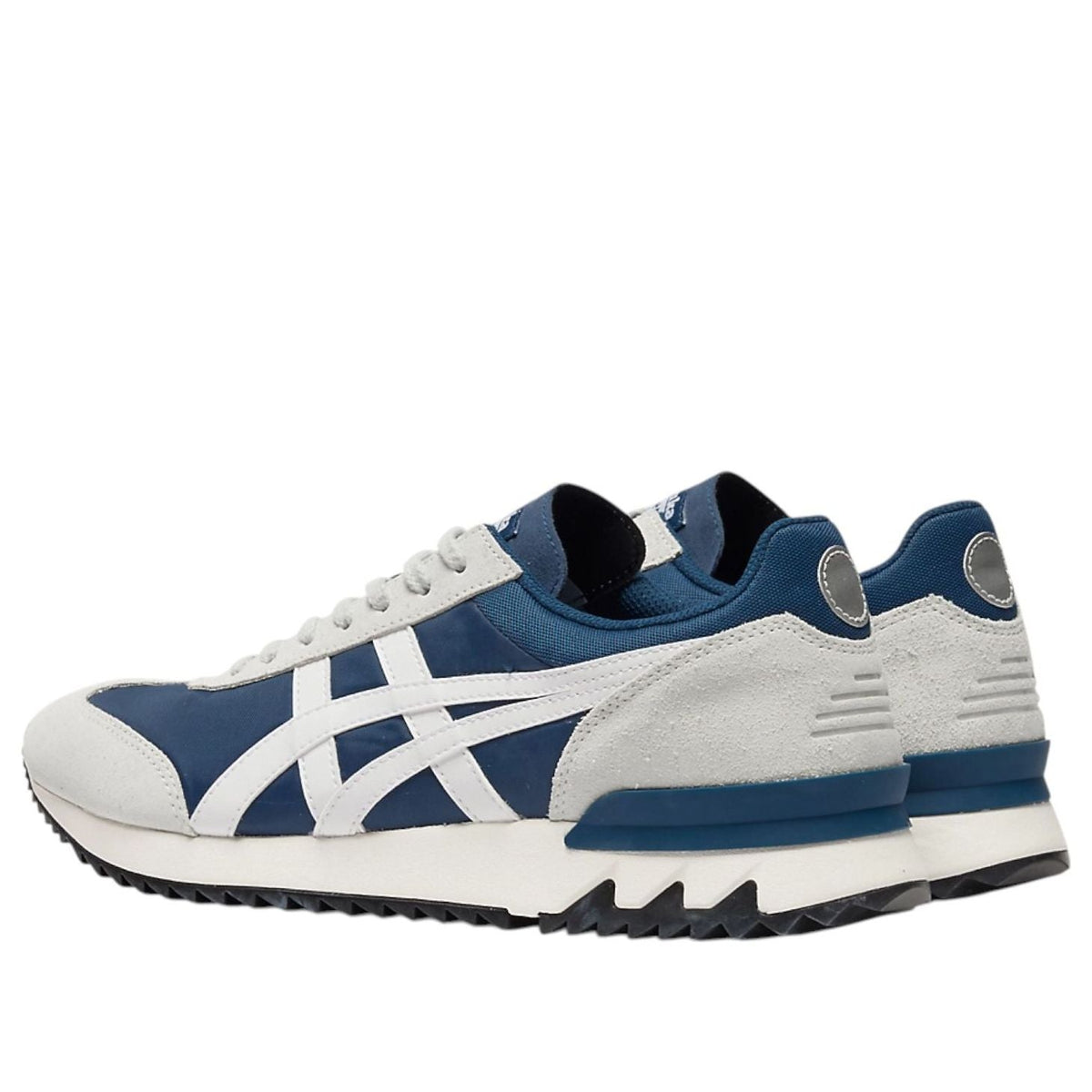 Onitsuka Tiger California 78 EX Grand Shark White, achteraanzicht met logo's op hiel en zool detail